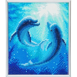 CRYSTAL ART Diamond Embroidery Kit White Frame 21x25cm Dolphins