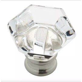 Brainerd P24045W-116 1 3/8" Clear Faceted Acrylic & Satin Nickel Cabinet Knob