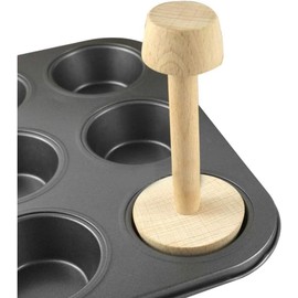 Kryoflare Double-Sided Wooden Tart Tamper, 4.5cm Pastry Press Tool for Pies Tarts Quiche, Baking Mold with Handle