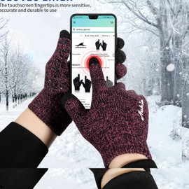 Achiou Winter Gloves for Men Women,2 Pairs Touch Screen Texting Warm Gloves with Thermal Soft Knit Lining,Elastic Cuff