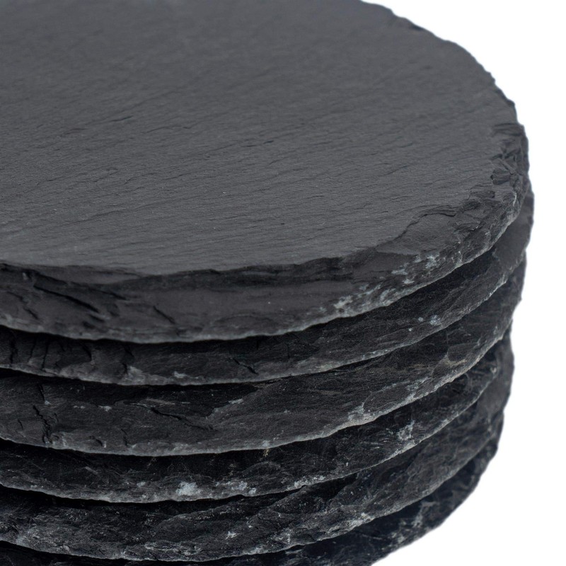 Argon Tableware Round Slate Coasters - 10cm - 6 Piece