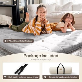 ZonLi Japanese Floor Mattress Futon Mattress Twin Size, Thicken Roll Up Tatami Mat 100% Cotton Washable Cover, Portable & Foldable Floor Bed Mattress for Sleeping, Dormitory, Adult Kids, Grey
