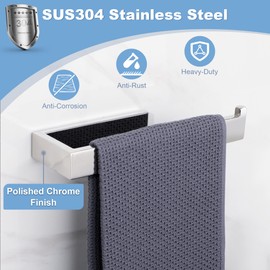 Sayayo Chrome Towel Ring for Bathroom, 10 Inch Hand Towel Bar Towel Rack Towel Holder Wall Mounted Square, SUS304 Stainless Steel