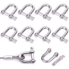 Fine jade2 Pack of 10 M6 Shackles Stainless Steel 304 Anchor Shackles Lock Cheque D Ring for Rigging Wire Rope Steel Cable Cords