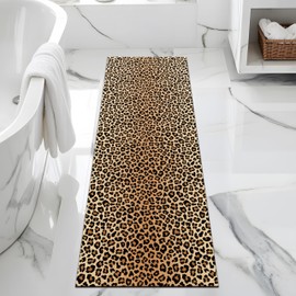 FNLNDO Leopard Bathroom Rugs 17"x 47" Long Bath Rugs Cheetah Print Bathroom Decor Non Slip Floor Mat Absorbent Quick Dry Bath Mats for Sink Shower Bathtub (17"x 47", Cheetah Print)