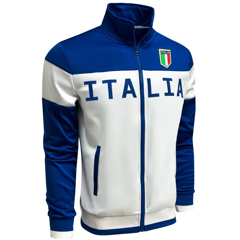 Just 4 Kicks Men's Italy Jacket, White Full Zip Italia