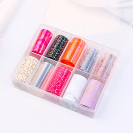 JERCLITY 10 Rolls Marbling Nail Foil Transfer Sticker Kit Holographic Aurora Nail Foil Sheets Marbled Foil Nail Art Decals Laser Nail Foil Transfer Stickers Foil Nail Wraps for Foil Nail Art