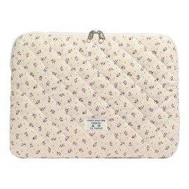 HICARRY Puffy Laptop Sleeve Case Cute Computer Bag, 14 Inch Flower Printed Quilted Laptop Carrying Cases, Floral Pattern Protective Cover Accessories, Compatible with 13" 14" 15" Notebook