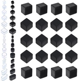 Rustark 20Pcs 30mm x 30mm Black Square Rubber Furniture Leg Caps Assortment Kit Anti-Slip Rubber Chair Leg Caps Furniture Floor Protectors Chair Leg Foot Cover Feet Pads for Chair Table Sofa
