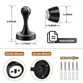 KOLAKO Magnetic Door Stopper, 3 Pack Black Door Stops, Wall Floor Mount Magnetic Door Catch Heavy Duty Magnet Stainless Steel Doorstops Keep Door Open, Oil Rubbed