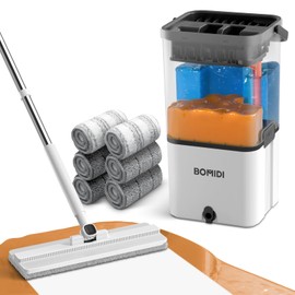 Mop and Bucket Set, Flat Microfiber Mops for Floor Cleaning, Wall Cleaner Mop and Bucket System with Wringer, Wet and Dry Use