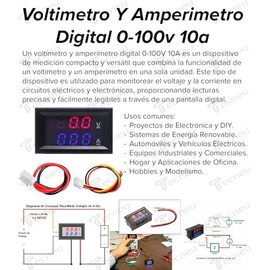 Voltímetro y Amperímetro Digital 0-100V 10A