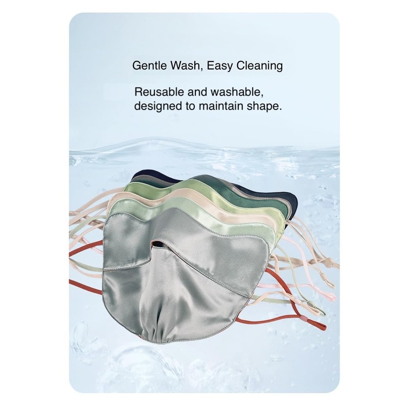Jeelow 100% Mulberry Silk Face Cloth Covering Washable Reusable 22