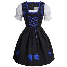 Gaudi-Leathers Dirndl Set of 3 Pieces Traditional Costume Dirndl Blouse Matching Apron in Various Colours - Dirndl 40