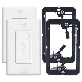 VCELINK Wall Plate Cable Pass Through with Mounting Bracket, Single Gang Flexible Rubber Opening Cable Outlet Cover for Low Voltage Cables, Wall Mount TV, Home Theater System, 2-Pack, White