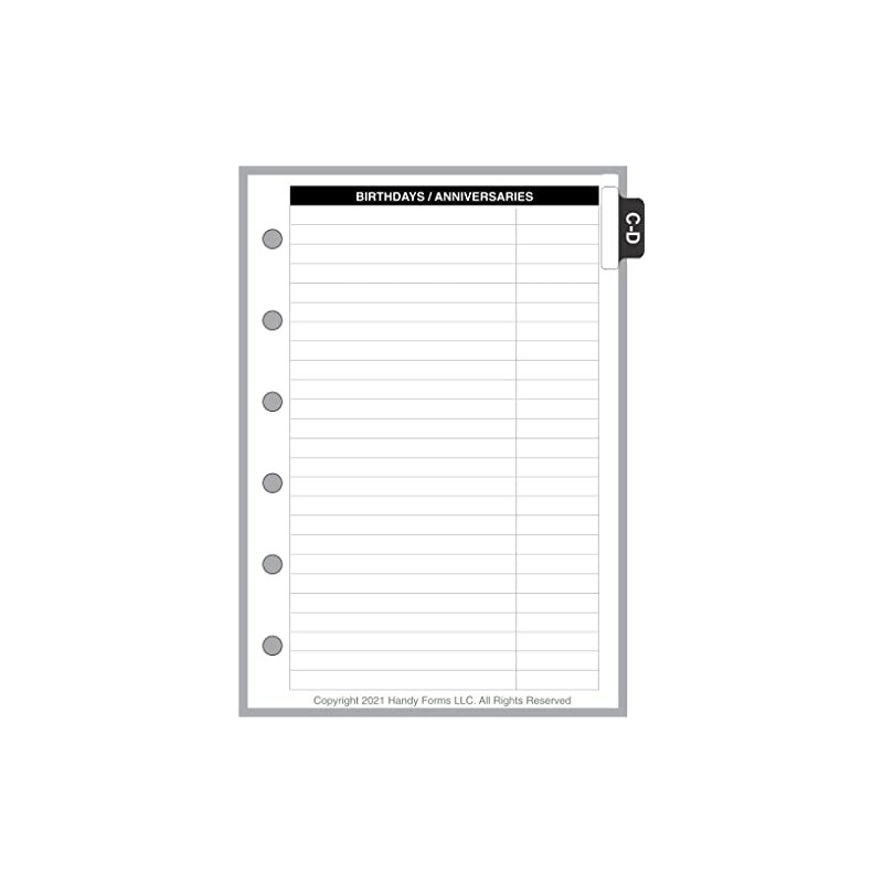 Pocket-Plus Size Name & Address Refill, Sized and Punched for