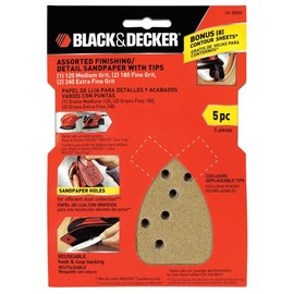 Black & Decker 74-586H Assorted Finishing/Detail Sandpaper with Tips, 5-Pack