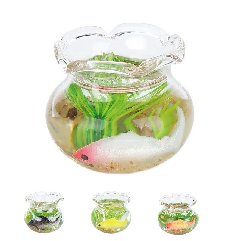 4pcs 1:12 Scale Miniature Glass Goldfish Bowl DIY Fish Bowl