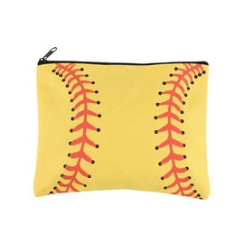 Softball Makeup Bag Sport Team Gift Softball Cosmetic Bag for Women Girl Cheerleader Canvas Toiletry Zipper Pouch Travel Storage Organizer Pouch for Player Coach Sport Theme Party Favor Idea