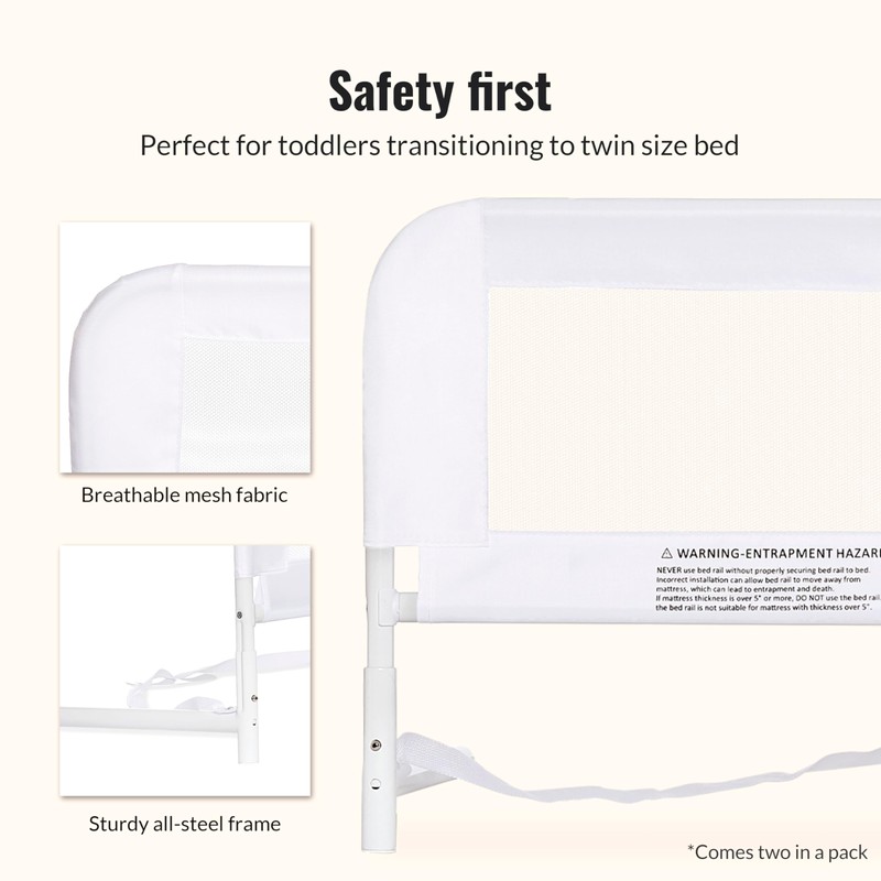 Dream On Me Lightweight Mesh Security Adjustable Bed Rail Double