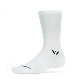 Swiftwick- ASPIRE SEVEN Cycling Socks, Firm Compression Fit, Tall Crew (White, Large)