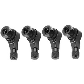 TEAMWILL 4pcs Black CNC Aluminum Motorcycle 90 Degree Angle Wheel Tire Stem Tubeless Valve