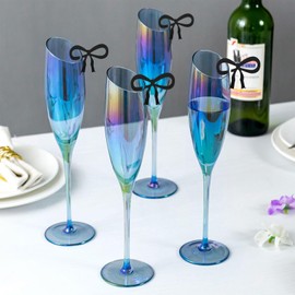 HJZHII 20 Pcs Drink Markers, Wine Glass Markers Acrylic Drink Tag Bow themed Party Favors Cocktail Bow Tag Marker Wine Glass Charms for Birthday Wedding Cocktail Party Bridal Shower Drinking (Black)