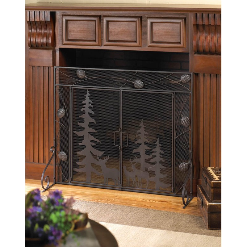 Zingz & Thingz Decorative Iron and Mesh Metal Fireplace Screen,