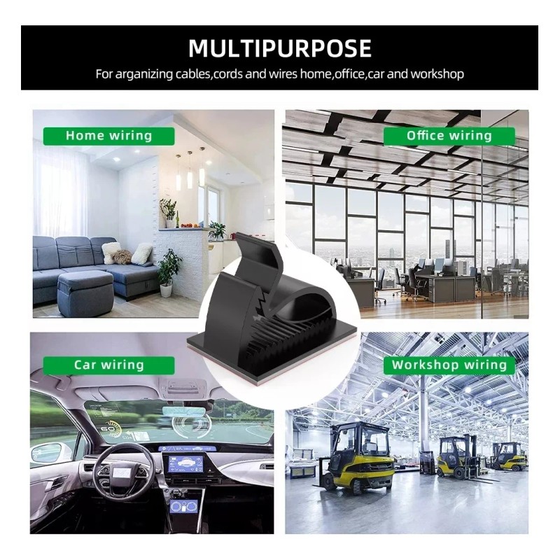 Estuchelandia 50 Pzs Clip Organizador Ajustable Cables Autoadhesivo Sosten