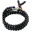 Shanxing 6mm Black Agate & Chakra Crystal 108 Prayer Beads