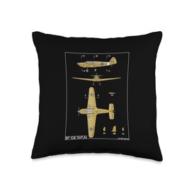 Messerschmitt Bf 108 Taifun WW2 German Plane Diagram Throw Pillow