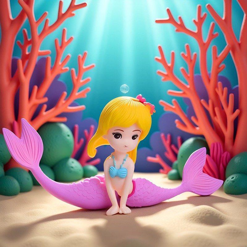 Zcccc Pink Mermaid Figurine Aquarium Ornament, Plastic Fish Tank Decor,