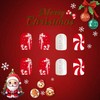 Christmas Press on Nails Short Square SWEKKE Red & White
