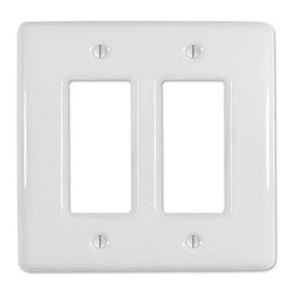Amerelle 3000RRW Metro Wallplate, 2 Rocker Ceramic, White, 1-Pack