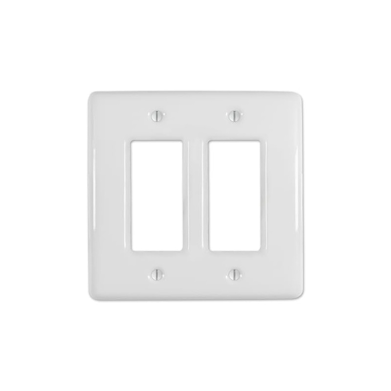 Amerelle 3000RRW Metro Wallplate, 2 Rocker Ceramic, White, 1-Pack