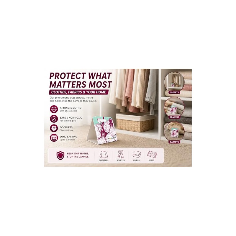 Premium Clothes Moth Traps - 6-Pack Non-Toxic Protection