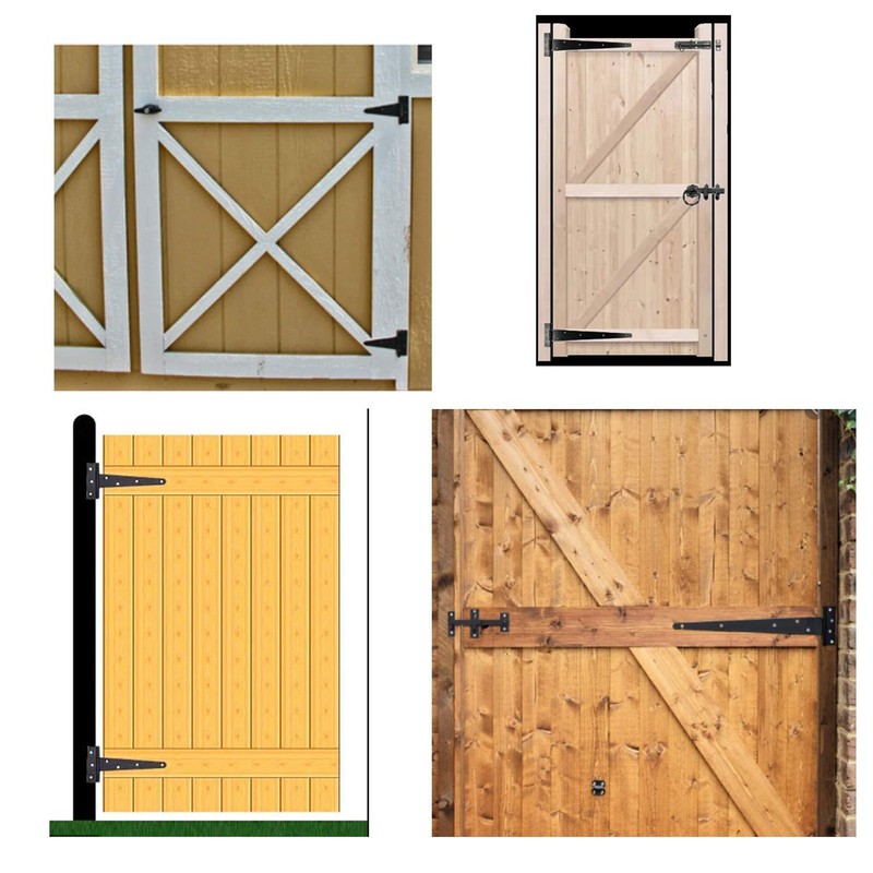 T-Hinge Black, Shed Door Hinge, Gate Hinge, Rustproof Powder Coating,Metal