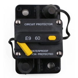 Gloaso 60 Amp Manual Reset Circuit Breaker 12V-48V DC for Automotive Solar ATV Car Stereo Audio Electronic Battery System, Heavy-Duty 60A Resettable Breaker, Battery Protection, Waterproof
