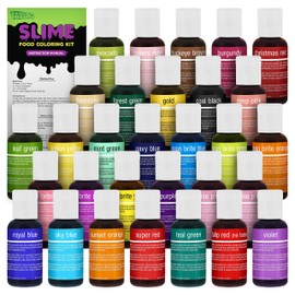 30 Color Food Coloring Liqua-Gel Ultimate Decorating Kit Primary, Secondary and Neon Colors – U.S. Art Supply Food Grade, 0.75 fl. oz. (20ml) Bottles, Non-Toxic Popular Colors