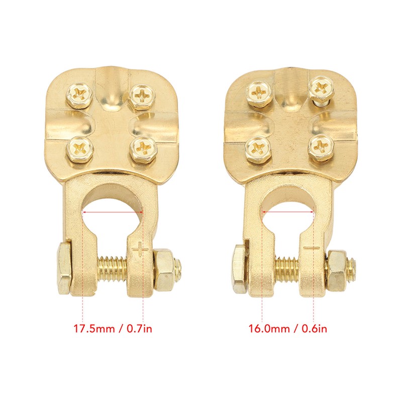 2Pcs Brass Battery Terminal Connector Car Top Post Clamp Set