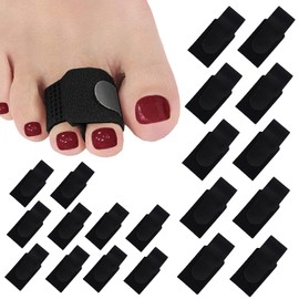 Reppkyh 20 Pieces Fabric Broken Toe Wraps, of Hammer Toe Straightener Splints for Curled Toe, Cushioned Bandages, Hammer Toe Wrap, Broken Toe,Reduce Friction Protect And Heal Brace., Black