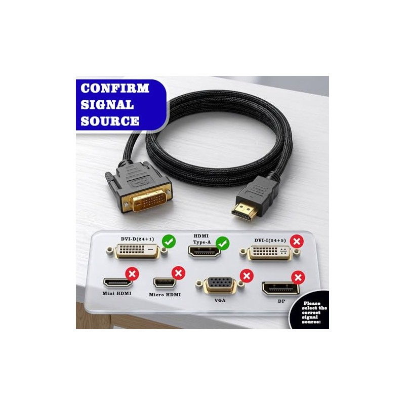 RKINC HDMI to DVI Cable 1.5M, Bi Directional DVI-D 24