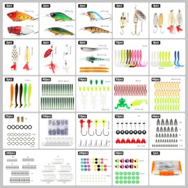 1000pcs Fishing Tackle Kit - Complete Mixed Bait Set with Crankbaits, Spinnerbaits, Soft Worms, Jigs, Hooks, Sinkers & Tackle Box - Ideal for Freshwater & Saltwater Fishing, for Men