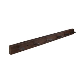 CONSDAN Hickory Coat Rack with 6 Hooks, Wooden Wall Mount for Clothes, Jacket, Hat - Dark Walnut