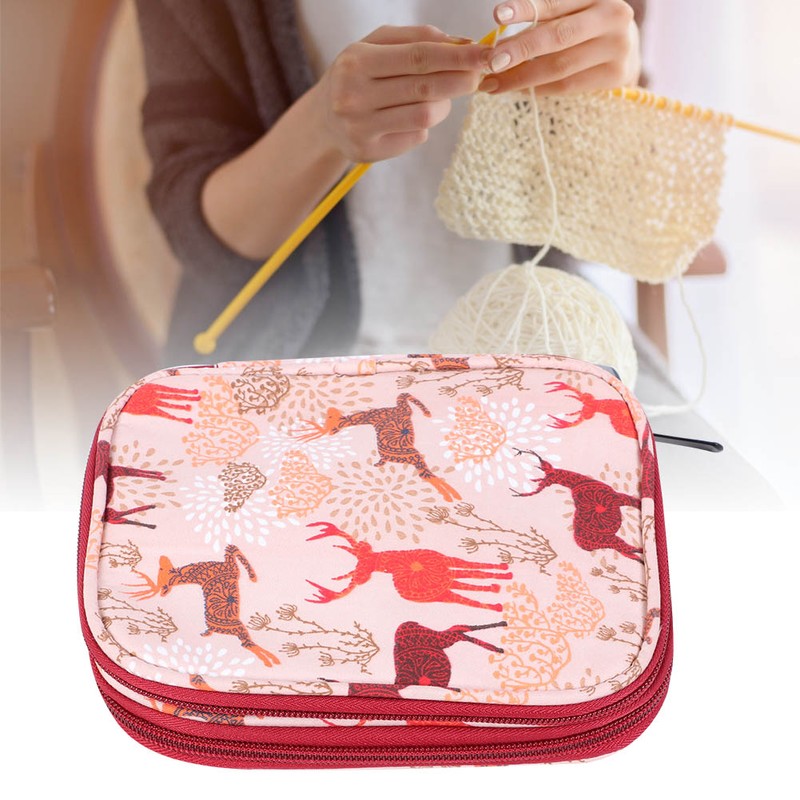 Knitting Storage Bag Portable Crochet Hook Needle Sewing Tool Case(Short