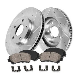Callahan Brake Parts Front Brake Kit For Acura MDX 2014-16 - Drilled & Slotted Disc Rotors with Ceramic Brake Pads + Hardware, EBYK026956