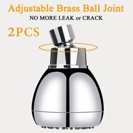 AISOSO High Pressure Shower Heads, 2PCS Showerheads 3 Inches with 360° Rotation and Silicone Nozzles for Strong Spray Relaxing and Comfortable Shower, Chrome