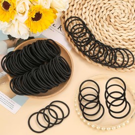 Ligas para cabello, 200 unidades, Cinta para el pelo con cola de caballo, Accesorios para el cabello para niña y mujer (Negro)