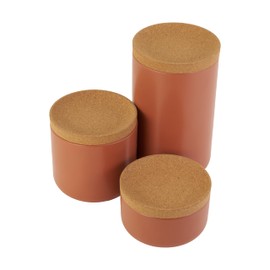 Kamenstein Ceramic and Cork Lid Stackable Canisters, Natural Cork and Terra Cotta Ceramic, Set of 3, 1/2 qt, 1 qt, 2 qt