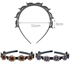 SSyang 2 PCS Hair Hoop Double Bangs Hairstyle Hairpin, Hairpin Headbands Japanese and Korean Hair Band,Women's and Girls' Headwear Everyday Use Accessories(Champagne Color+Dark Purple,Snowflake)